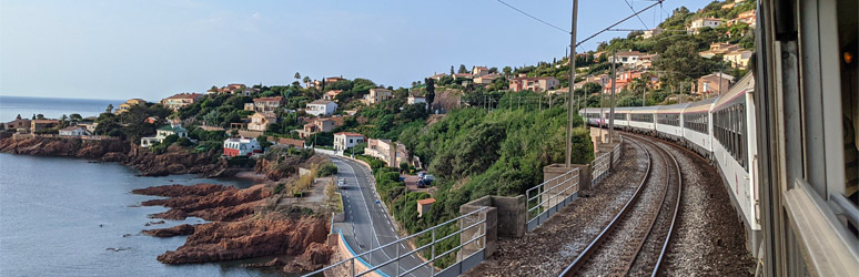 The Paris to Nice sleeper running along theMediterranean coast