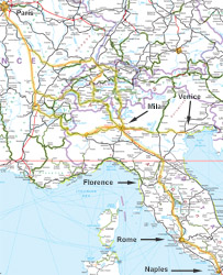Paris to Rome train route map