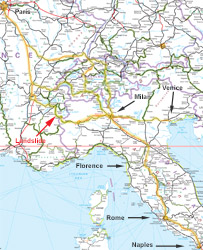 Paris to Naples train route map