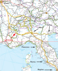 Paris to Florence train route map