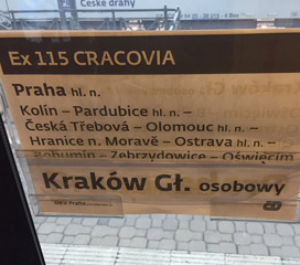 Destination board on the Cracovia