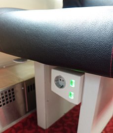 Power socket under seats on Berlin-Prague train