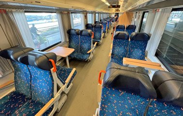 2nd class open plan car on Prague to Budapest traiin