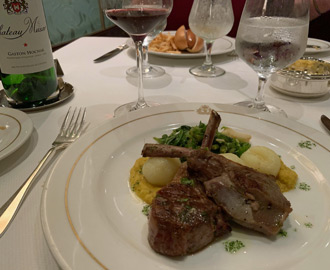 Lamb at dinner in the Britannia restaurant.