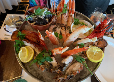 Seafood in the Verandah restaurant