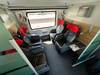 Business class seats on a railjet train