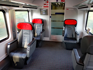 Business class seats on a railjet train