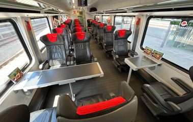 Business class seats on a railjet train