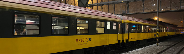 Regiojet sleeper train at Prague Hlavni