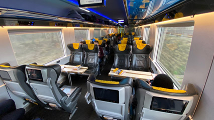 Standard class astra car on a Vienna to Prague RegioJet train