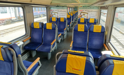 Low-cost class class seats on a RegioJet train