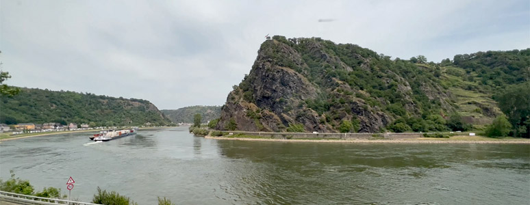 The Lorelei Rock on the Rhine, seen from the train