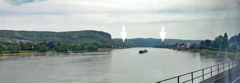 The River Rhine at Remagen, seen from the train
