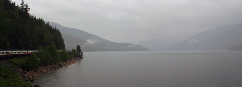 Rocky Mountaineer passes Lake Shuswap