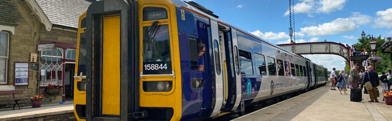 A Northern class 158 train at Settle
