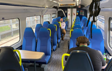 2nd class seats on a Northern class 158 train