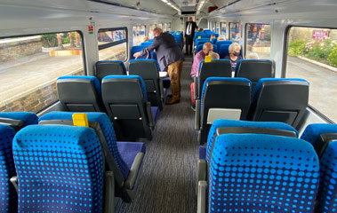 2nd class seats on a Northern class 158 train