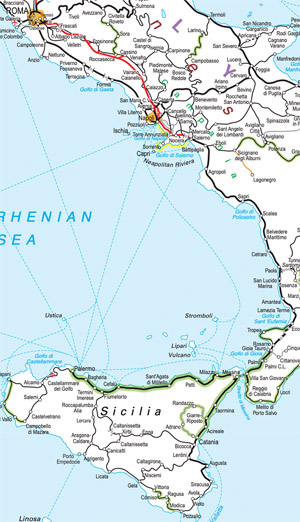 Rome to Sicily train route map