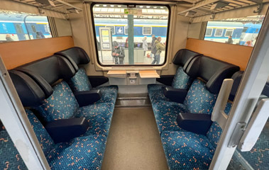 6-seat compartment on train to Warsaw