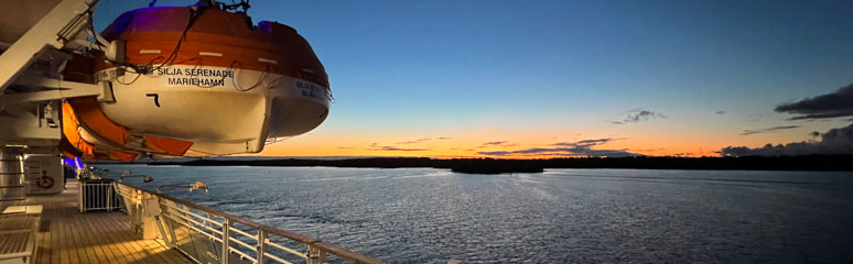 Sunset as the Silja Line ferry sails out of Stockholm for Helsinki
