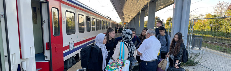 The train to Istanbul boardiing at Sofia