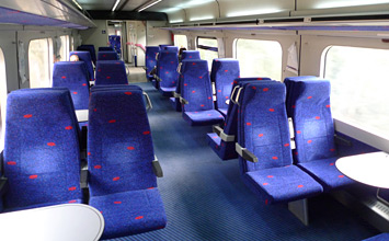 Seats on an IC3 train from Tel Aviv to Jerusalem