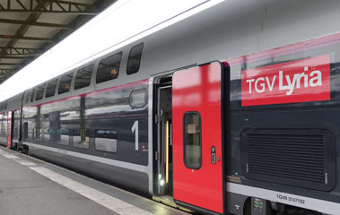 A TGV-Lyria train from Paris to Switzerland