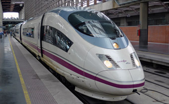 A Renfe AVE train from Madrid to Barcelona