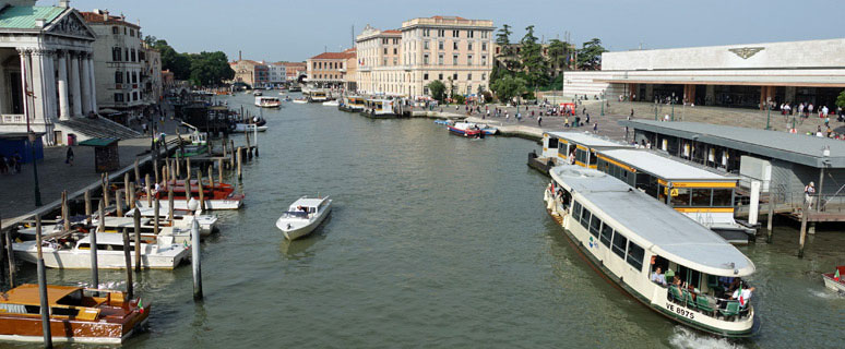 The Grand Canal and Venice Santa Lucia station