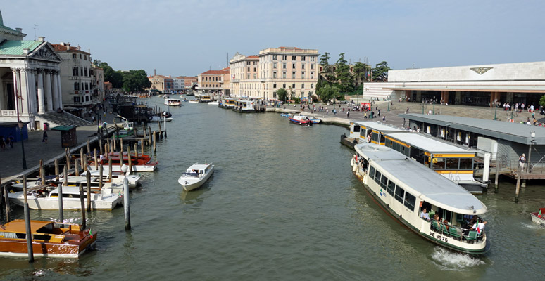 The Grand Canal and Venice Santa Lucia station