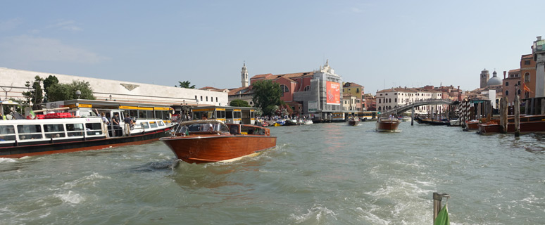 Venice Santa Lucia seen from a water taxi