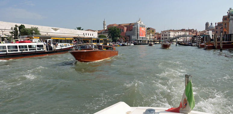 Venice Santa Lucia seen from a water taxi