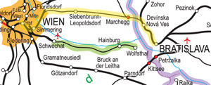 Vienna to Bratislava train route map