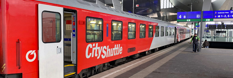 A regional train from Vienna to Bratislava, at Vienna Hbf