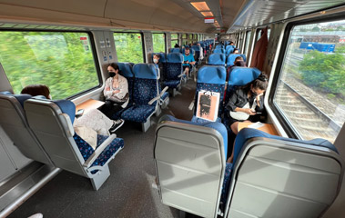Seats in the Slovakian car on a Vienna-Bratislava train