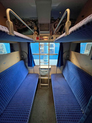 Couchette compartment, of sort used on the train from Bratislava & Vienna to Split