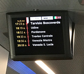Information screems on the Vienna to Venice train