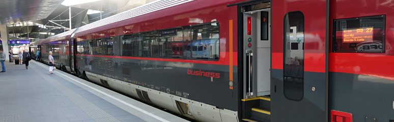 Afternoon train to Venice boarding at Vienna Hbf