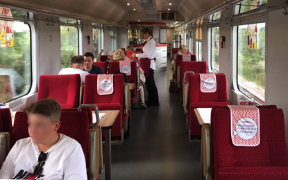 Restaurant car oin Vienna-Warsaw train