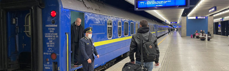 The Warsaw to Kiev train at Warsaw Centralna