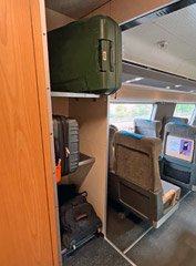 Luggage rack on an X2000 train