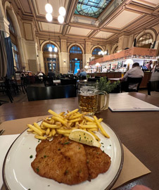 Cordon bleu and chips at the Brasserie Federal