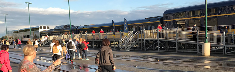 The Denali Star boarding at Anchorage station, Alaska