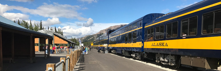 The Anchorage-Fairbanks train at Denali station