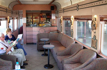 Club car on Queensland Railways' Spirit of the Outback