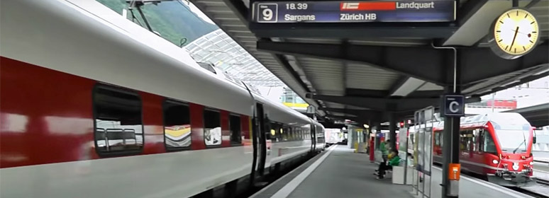 The Bernina Express arrives in Chur to connect for Zurich
