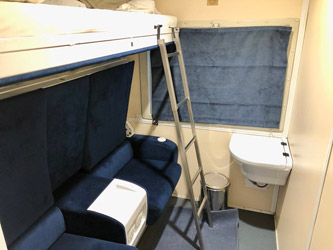 2-berth 1st class sleeper on Botswana train