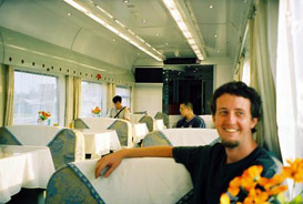 Restaurant car, train to Lhasa.  Photo Keith Crane.