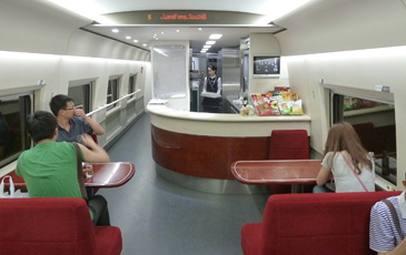 Restaurant car on the Beijing to Xian high-speed train