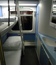 Sleeper compartment in the Croatian sleeping-car from Munich to Zagreb